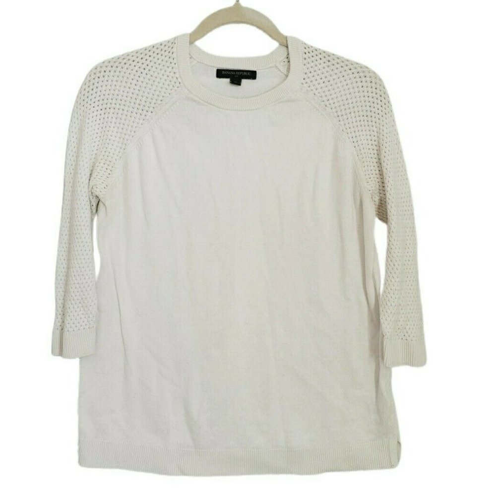 Banana Republic Sweater Womens M Medium White Long Sleeve